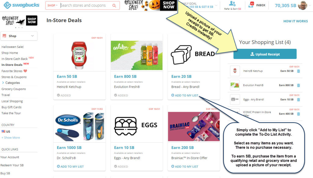 In-Store Deals at Swagbucks